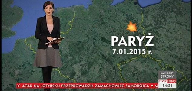 Kuriozalna wpadka TVP. Redakcja pomyliła Paryż z Berlinem