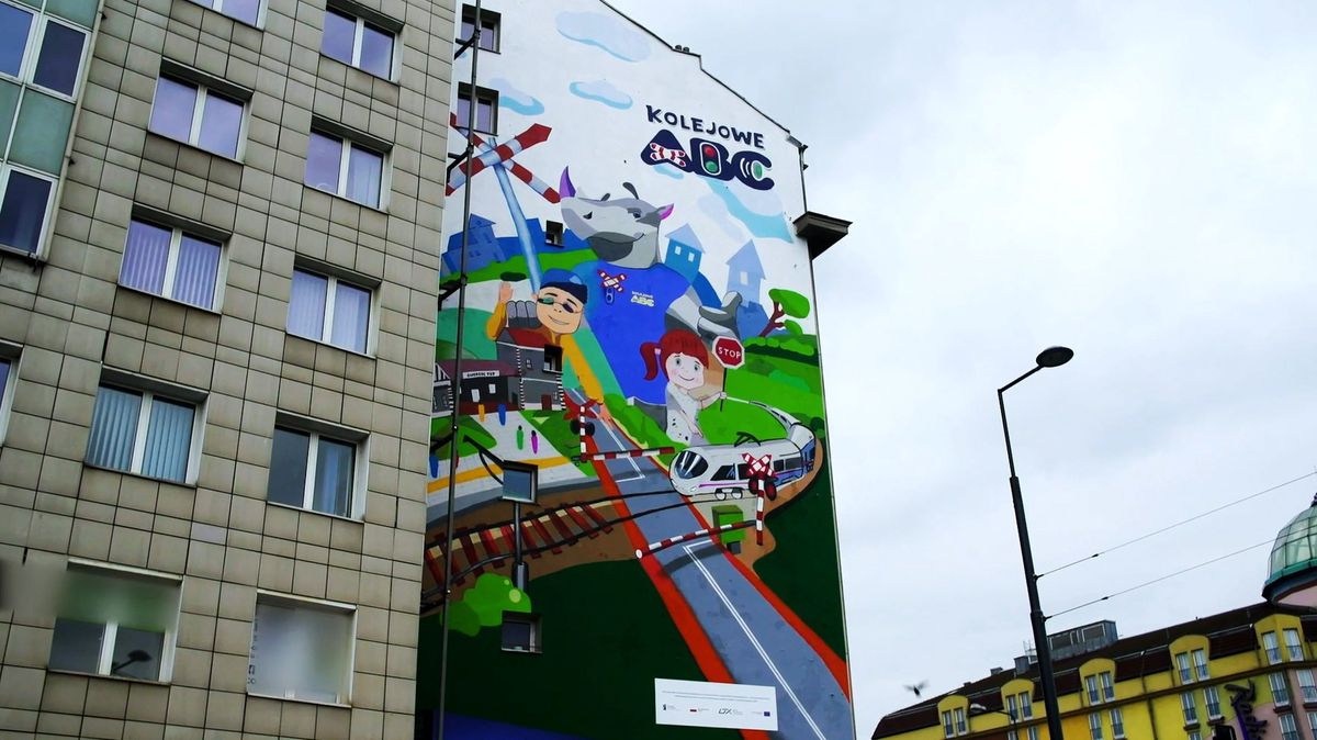 Warszawa. Odsłonięto mural promujący bezpieczeństwo na przejazdach kolejowych