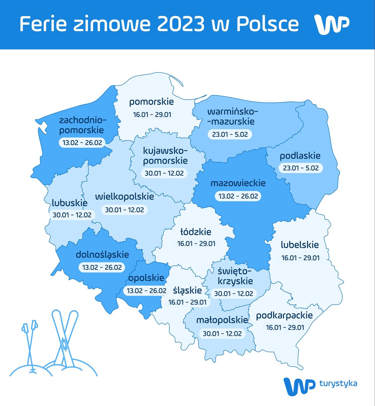 Terminy ferii zimowych w 2023 roku 