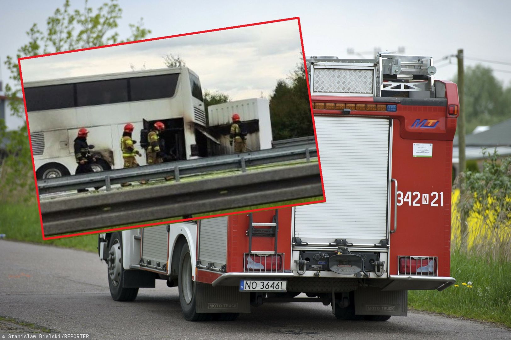 Pożar autobusu na autostradzie A1. Ewakuacja i ogromne korki