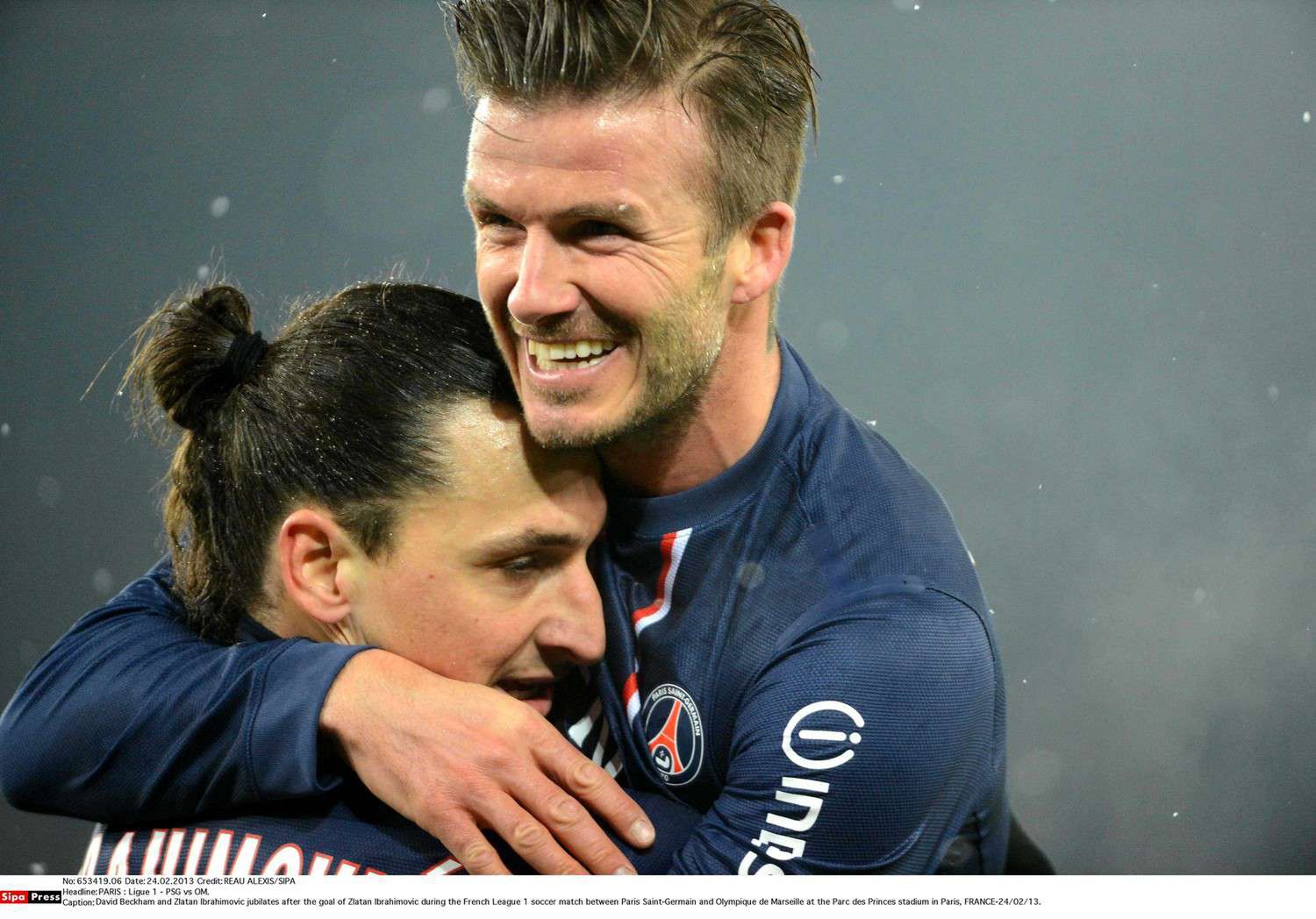 Victoria Beckham i Zlatan Ibrahimovic na meczu PSG