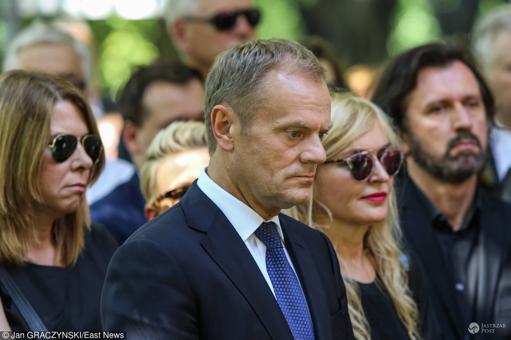 Katarzyna Kolenda-Zaleska, Donald Tusk, Monika Olejnik - pogrzeb Janiny Paradowskiej