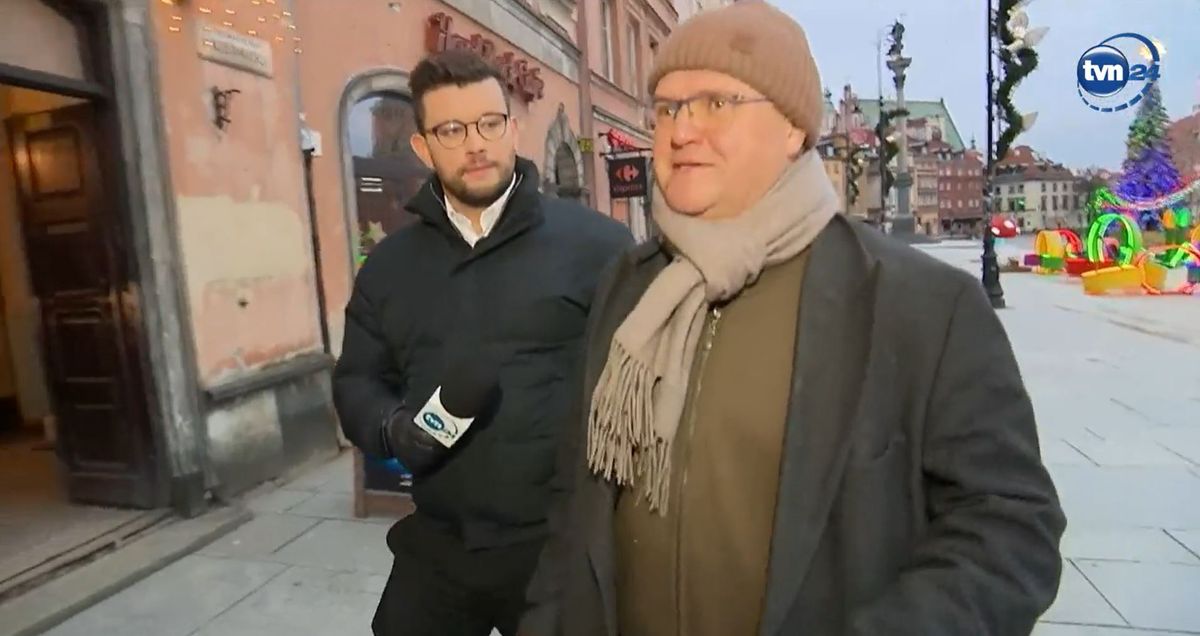  Maciej Wąsik (PiS) z dziennikarzem TVN24