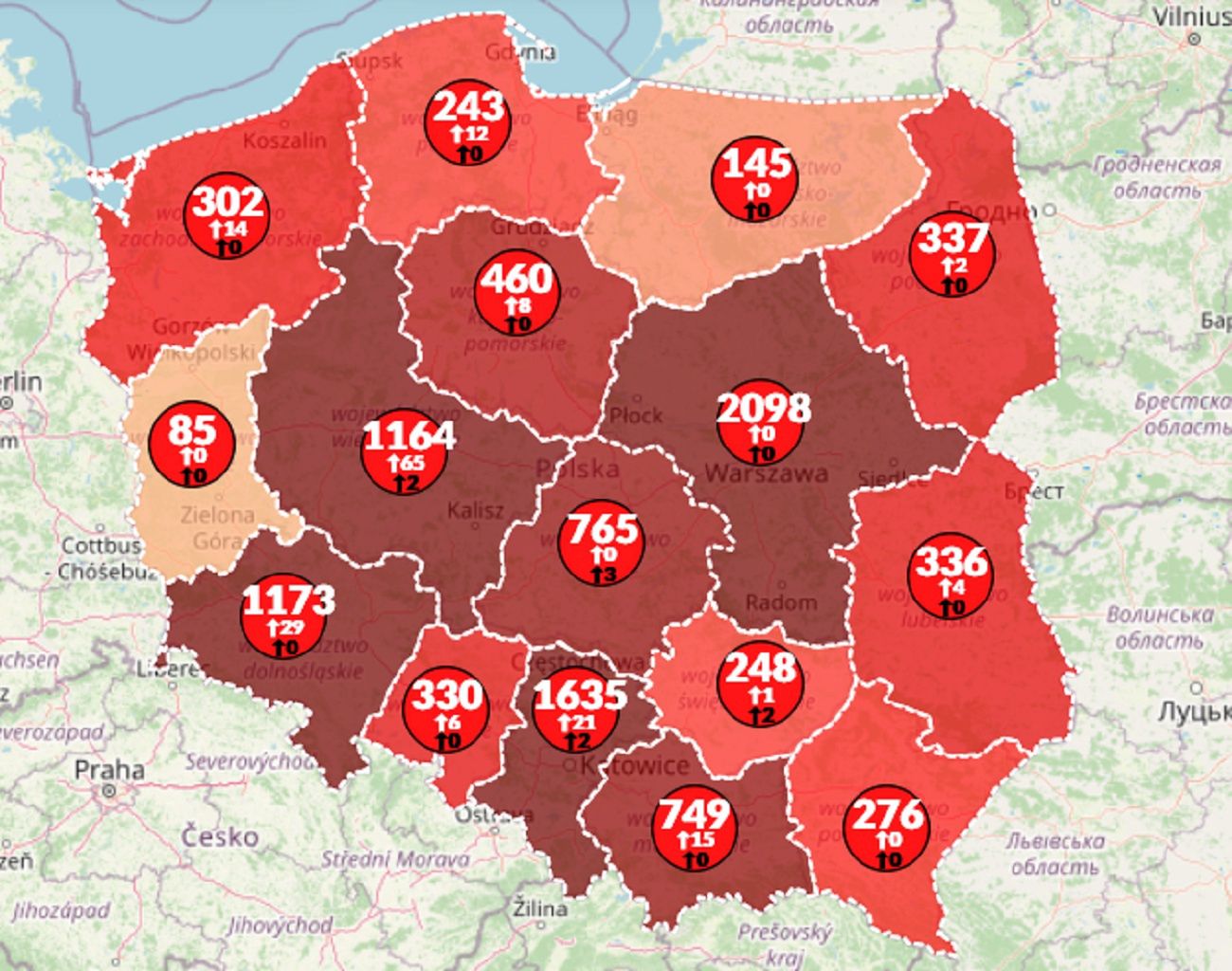 Mapa koronawirusa w Polsce