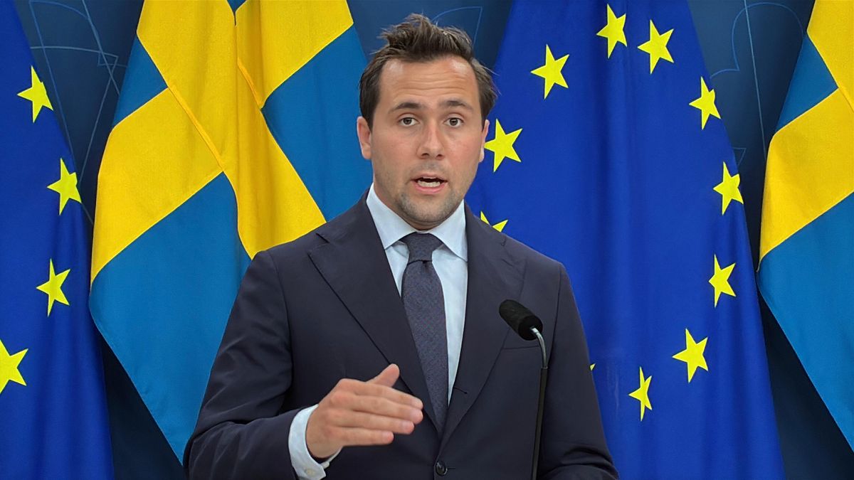 STOCKHOLM, SWEDEN - JULY 31: Swedish Minister for International Development Cooperation and Foreign Trade, Benjamin Dousa, speaks during an exclusive interview about the ongoing famine in Gaza on July 31, 2025 in Stockholm, Sweden. (Photo by Atila Altuntas/Anadolu via Getty Images)