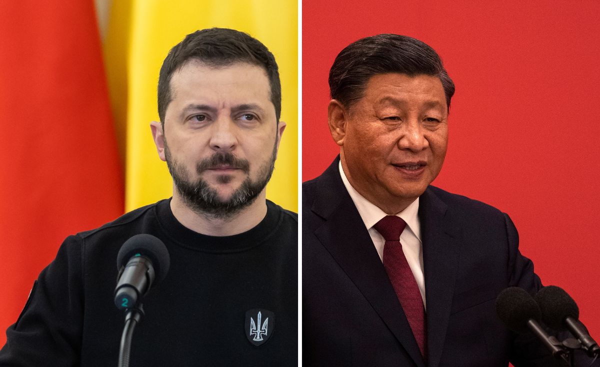 Wołodymyr Zełenski i Xi Jinping