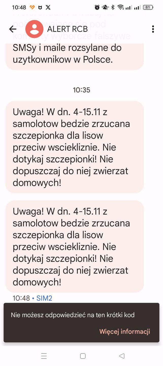 Alert RCB o akcji szczepienia lisów