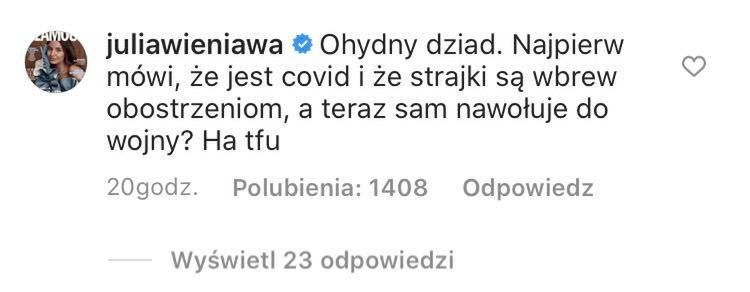 Julia Wieniawa krytykuje Jarosława Kaczyńskiego