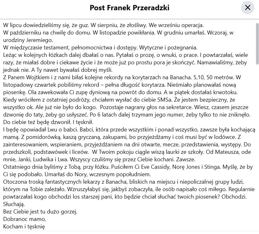 Syn Magdy Umer żegna mamę