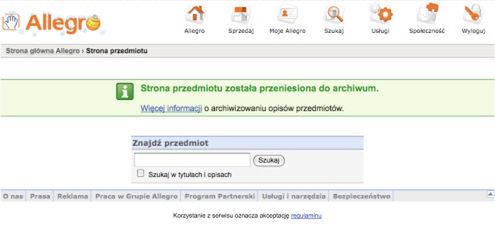 Jak szybko sprawdzić aukcje przeniesione do archiwum Allegro? 1
