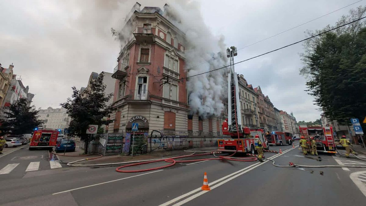 Pożar w kamienicy przy ul. Chopina w Katowicach