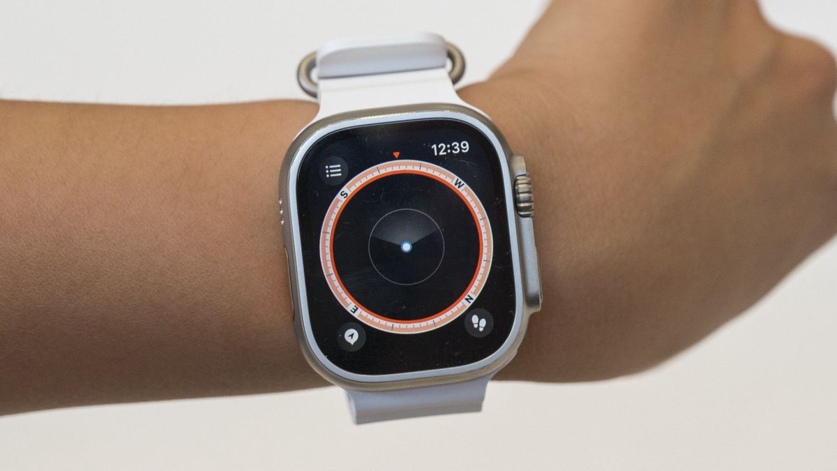 The Apple Watch Ultra during an event at Apple Park campus in Cupertino, California, US, on Wednesday, Sept. 7, 2022. Apple Inc. unveiled a new lineup of devices Wednesday with few surprises beyond one major one: It didnt raise its US prices during one of the worst years for inflation in decades. Photographer: Nic Coury/Bloomberg via Getty Images