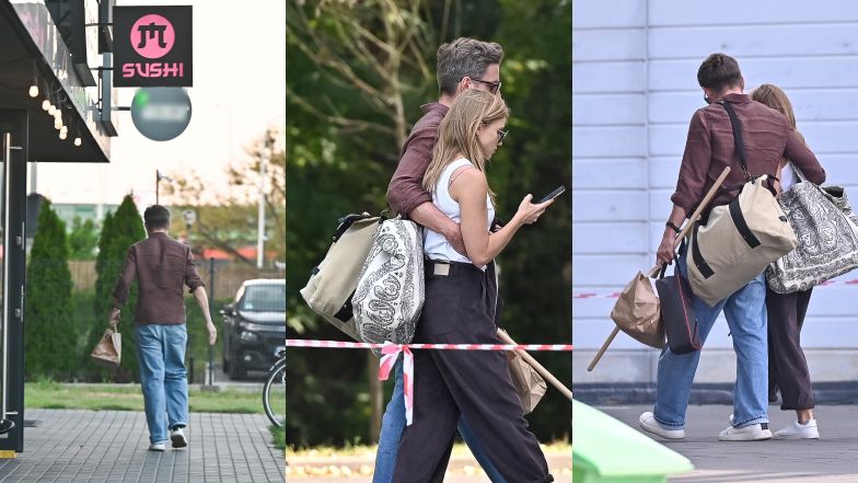 Agnieszka Kaczorowska i Marcin Rogacewicz w drodze na trening