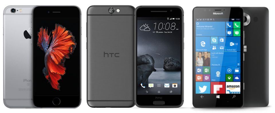 iPhone 6s, HTC One A9 i Lumia 950
