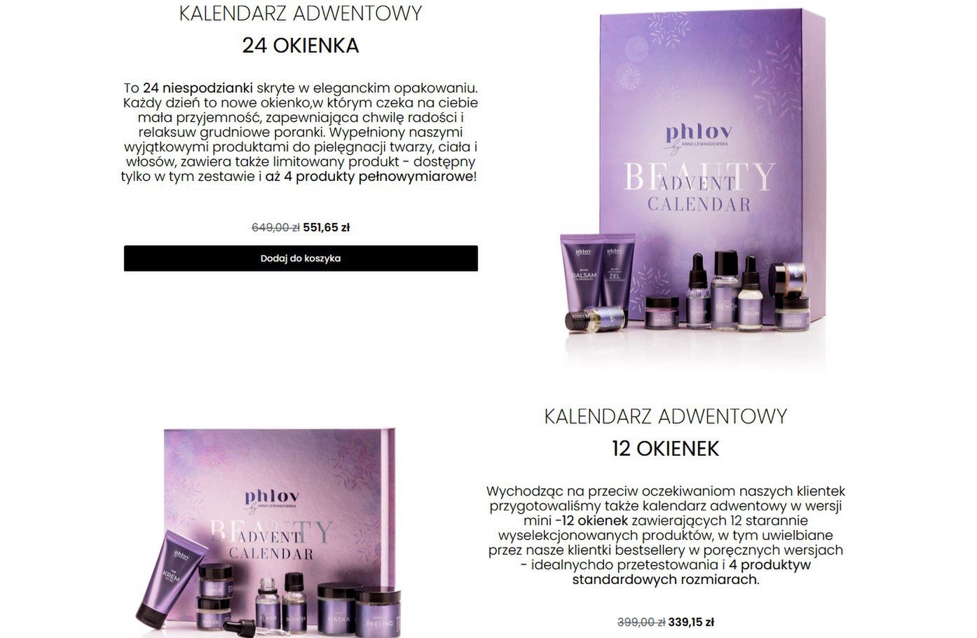 Oferta kalendarzy adwentowych Anny Lewandowskiej