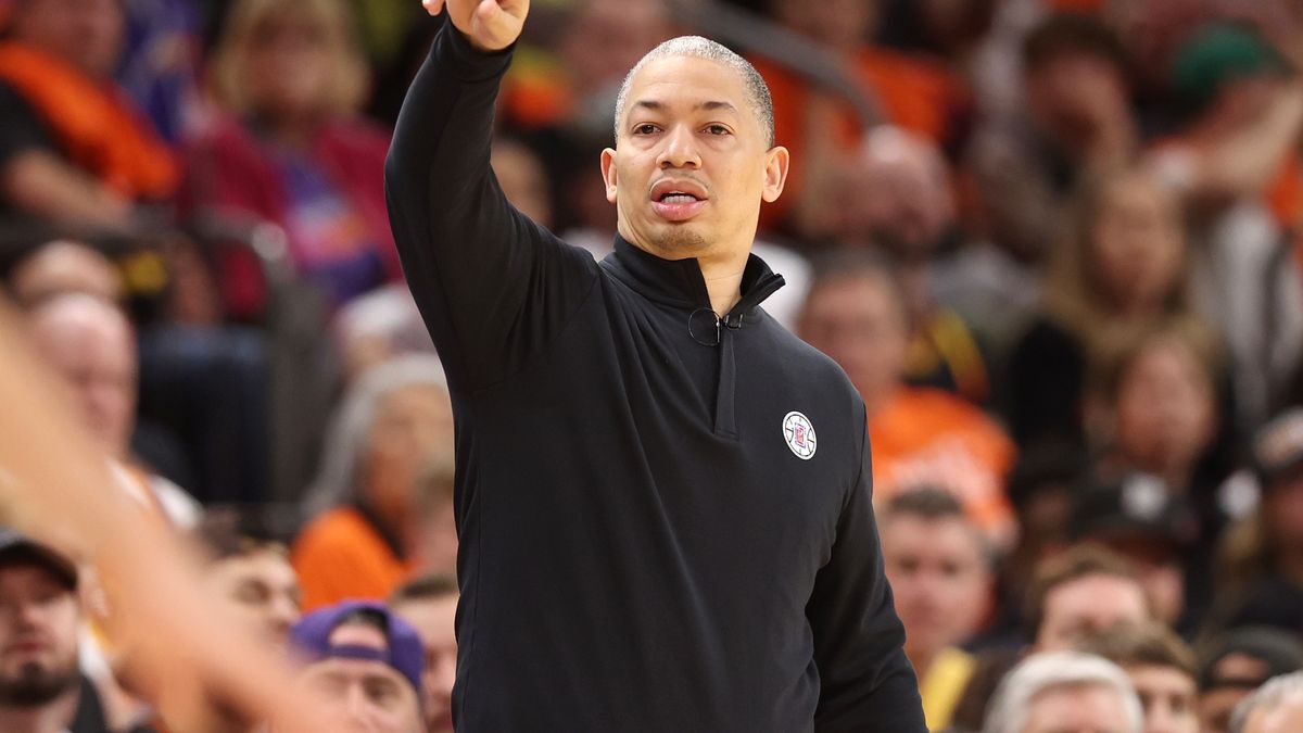 PHOENIX, ARIZONA - APRIL 25: Head Coach Tyronn Lue of the LA Clippers gestures in game five of the Western Conference First Round Playoffs against the Phoenix Suns at Footprint Center on April 25, 2023 in Phoenix, Arizona. NOTE TO USER: User expressly acknowledges and agrees that, by downloading and or using this photograph, User is consenting to the terms and conditions of the Getty Images License Agreement. (Photo by Christian Petersen/Getty Images)