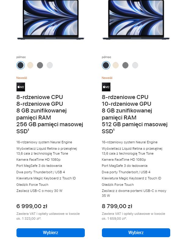 MacBook Air (i Pro) z M2: ceny w Polsce