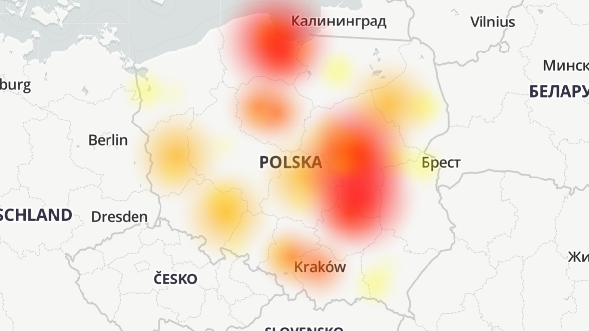 Vectra zmaga się z awarią, źródło: downdetector
