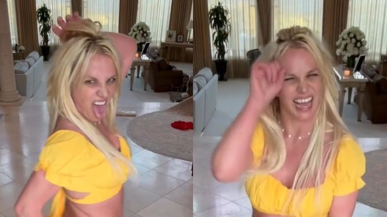 Britney Spears wije się w salonie w mikro-majtkach. Cud, że się nie zsunęły... (WIDEO)