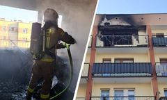 Mężczyzna uciekał przez balkon. W mieszkaniu doszło do pożaru