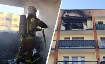 Mężczyzna uciekał przez balkon. W mieszkaniu doszło do pożaru