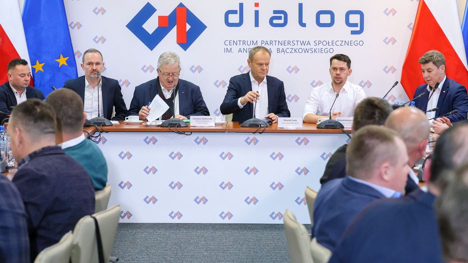 Donald Tusk, Czesław Siekierski, Michał Kołodziejczak, Krzysztof Hetman, Jan Grabiec