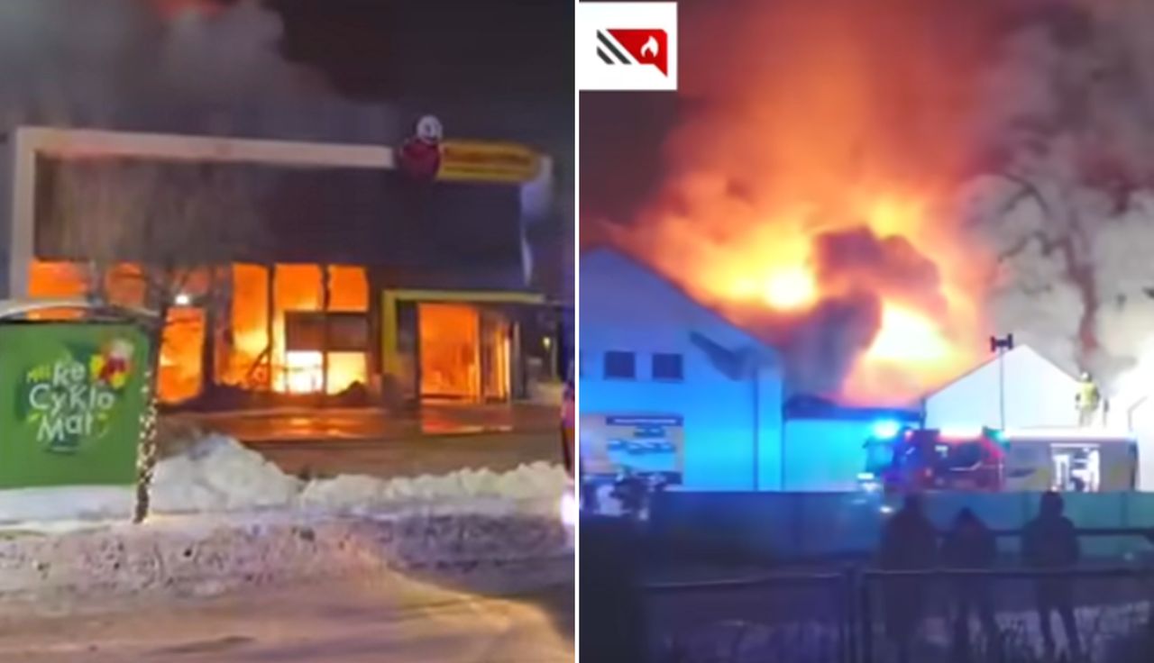 Potężny pożar Biedronki. 16 zastępów straży w akcji