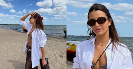 Julia Wieniawa w skromnym bikini za 2,5 tysiąca złotych byczy się na sopockiej plaży. Taka to pożyje? (ZDJĘCIA)