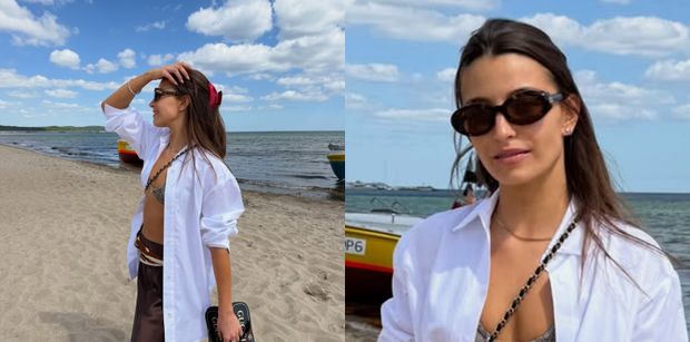 Julia Wieniawa w skromnym bikini za 2,5 tysiąca złotych byczy się na sopockiej plaży. Taka to pożyje? (ZDJĘCIA)