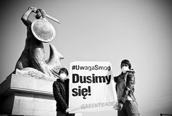Pomnik Syrenki w masce. #UwagaSmog - happening Greenpeace