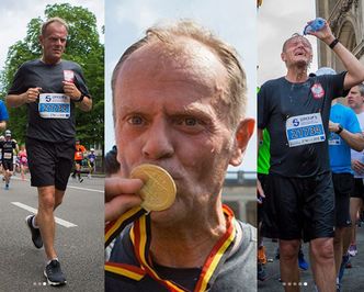 Tusk oblewa się wodą, mierzy z pistoletu i całuje medal: "PRZEŻYŁEM!" (ZDJĘCIA)