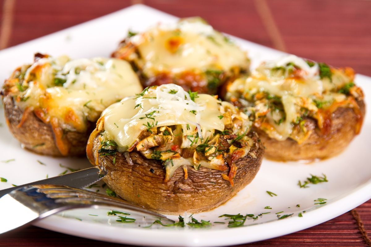 Revamp your dinner menu. Ground meat stuffed mushrooms delight