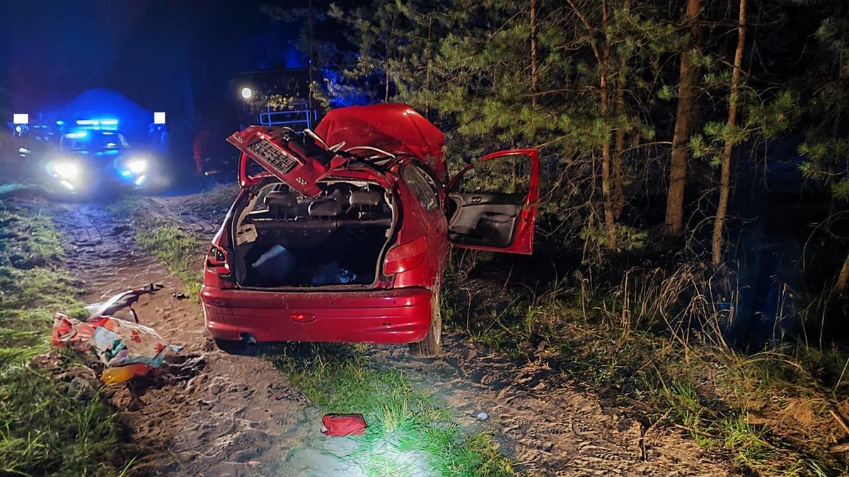 Pijany dachował małym peugeotem. Wiózł sześcioro dzieci