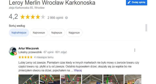 Google Maps blokują możliwość wystawiania opinii sklepom Leroy Merlin w Polsce
