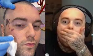 Jak obiecał, tak zrobił. Bedoes wydziarał sobie "je*ać raka" na twarzy! (FOTO)