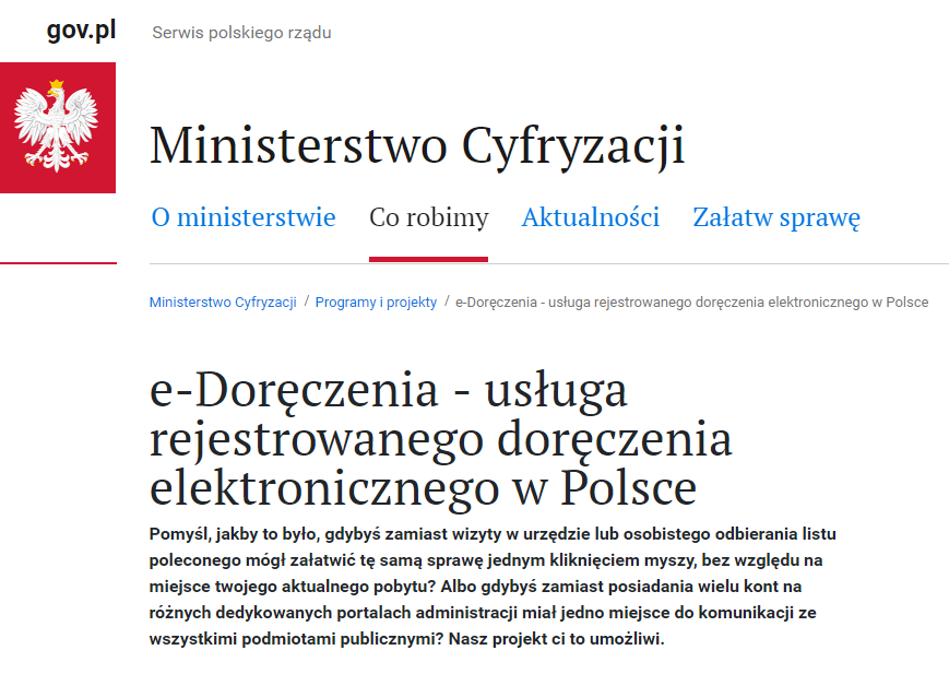 Szczegóły projektu przedstawiane są na stronie Ministerstwa Cyfryzacji.