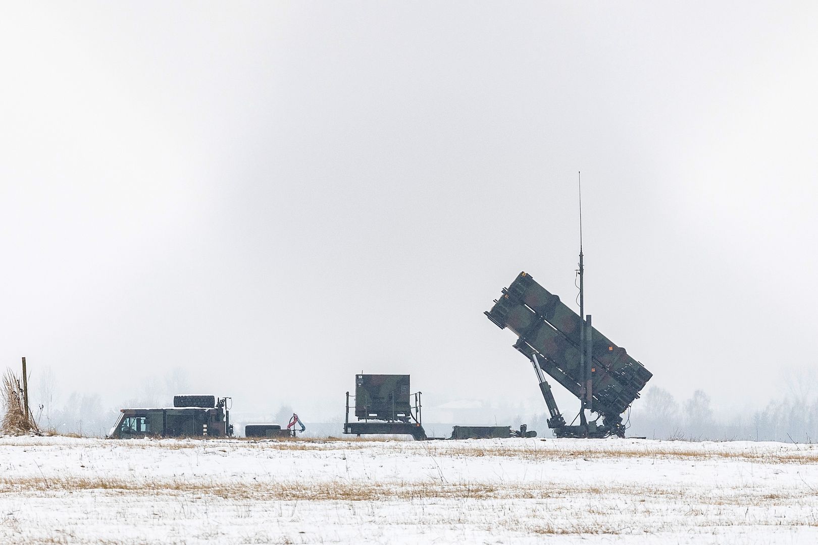 RZESZOW, POLAND - MARCH 09: US Patriot missile defense batteries newly installed at the Rzeszow airport located near the Poland-Ukraine border in Rzeszow, Poland on March 09, 2022. The US military said that it is ârepositioningâ two Patriot missile defense batteries to Poland "to confront any potential threats" to allies and NATO territory amid Russiaâs war in Ukraine. (Photo by Agnieszka Majchrowicz/Anadolu Agency via Getty Images)