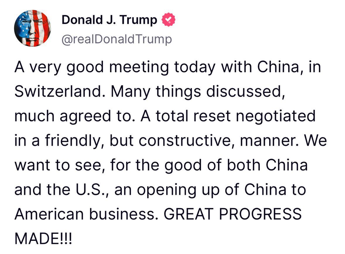 "Sehr gutes Treffen mit China heute in der Schweiz"