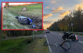 Lubartów: Zderzenie motocyklistów z rowerzystą. Trzy osoby ranne