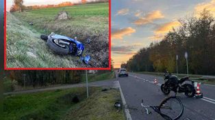 Lubartów: Zderzenie motocyklistów z rowerzystą. Trzy osoby ranne