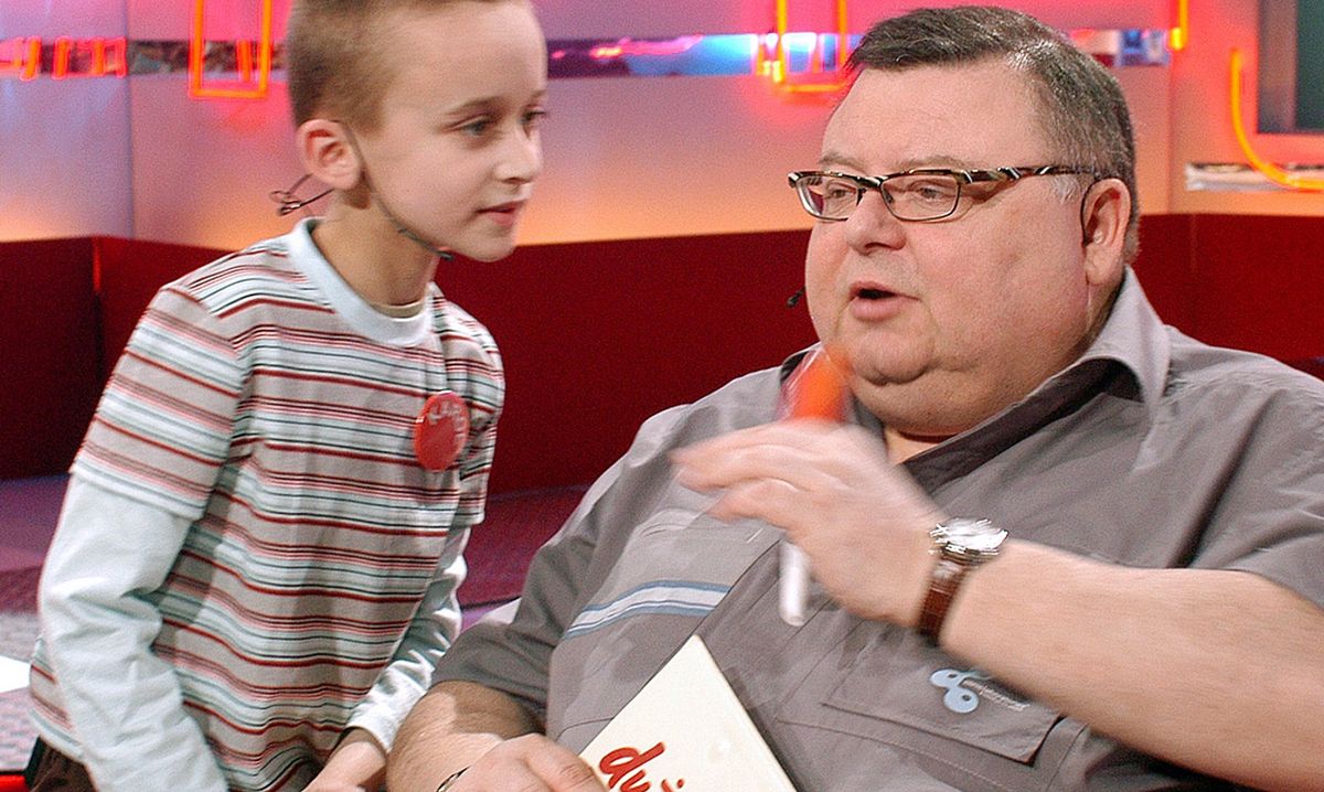 Karol Klementowski i Wojciech Mann w programie "Duże dzieci" w 2006 r.