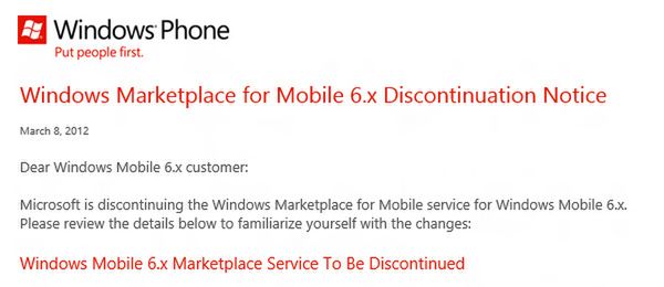 Marketplace dla Windows Mobile odchodzi do lamusa 1