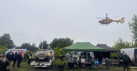 Wypadek na Wrak Race w Gliwicach. Jedna osoba nieprzytomna po uderzeniu oponą. Na miejsce wezwano śmigłowiec LPR