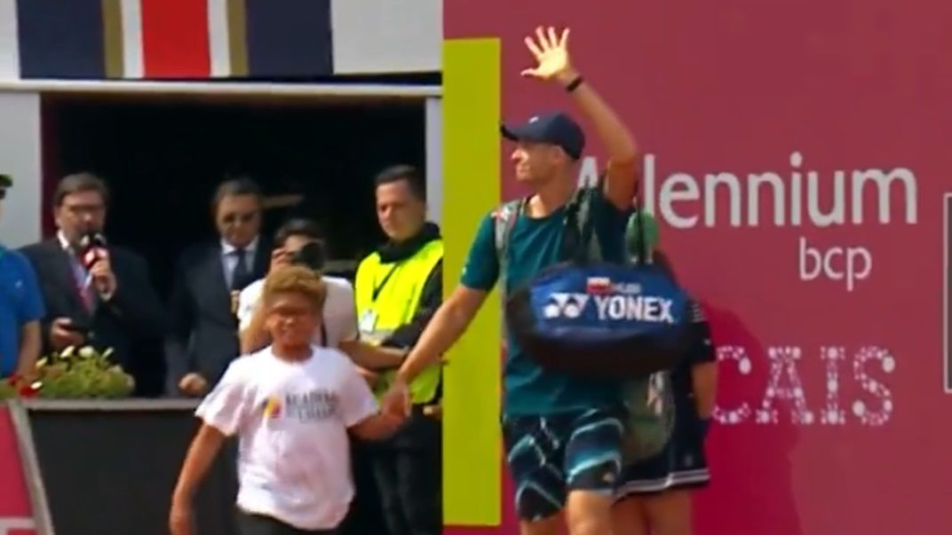 Twitter / Polsat Sport / Na zdjęciu: Hubert Hurkacz, który został ciepło przyjęty przez kibiców