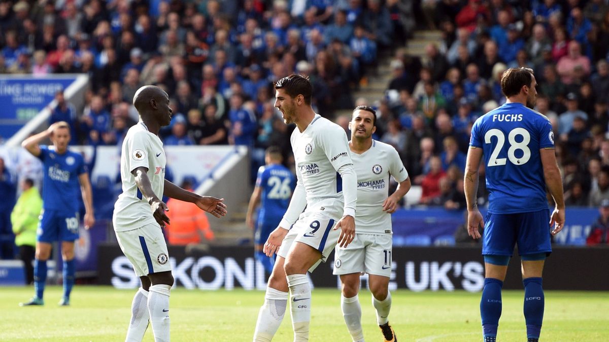N'Golo Kante i Alvaro Morata cieszą się po zdobyciu gola dla Chelsea