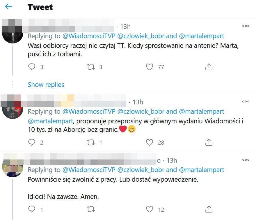 Komentarze użytkowników Twittera po wpadce "Wiadomości"