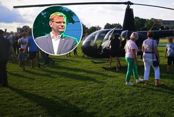 Wyborczy piknik mundurowy z wiceministrem. W tle kolejny helikopter