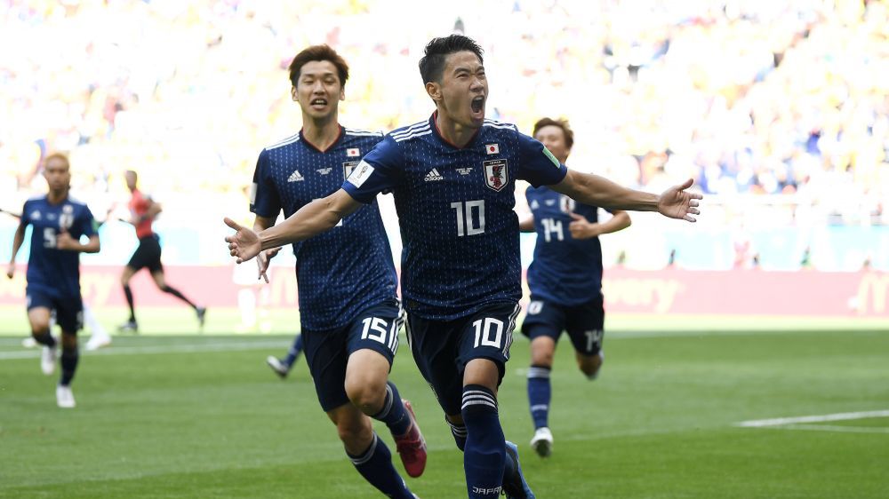 Shinji Kagawa po strzeleniu gola w meczu z Kolumbią