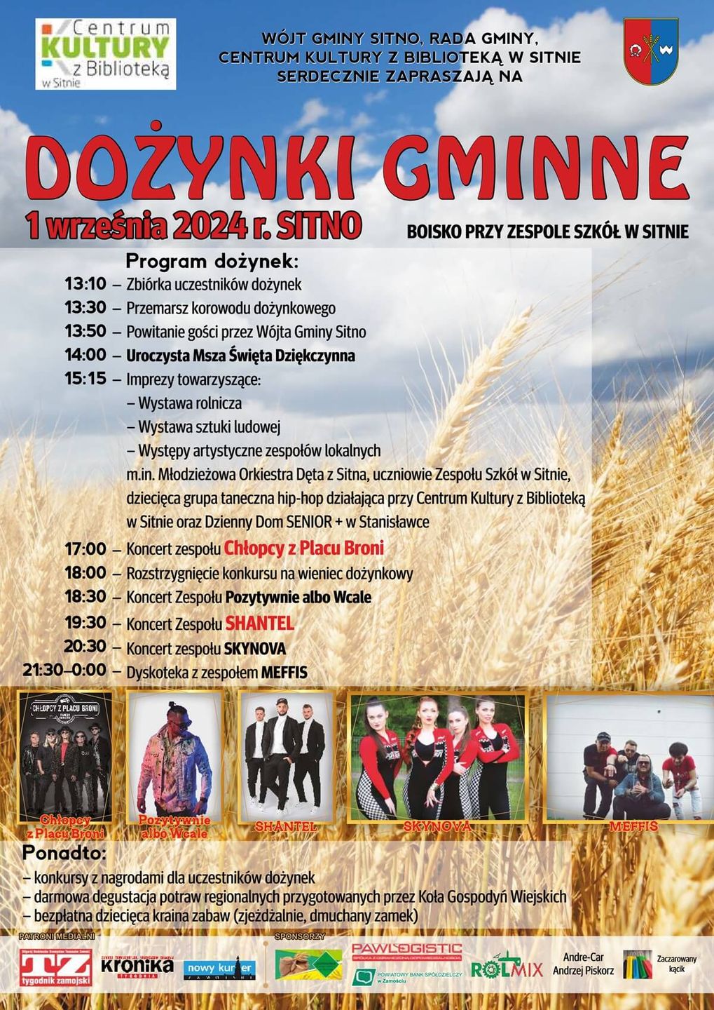Dożynki w Sitnie 2024 - plakat, program wydarzenia