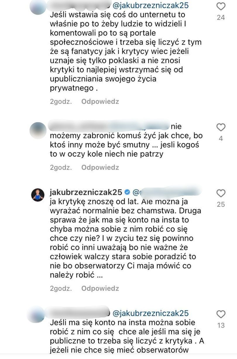 Jakub Rzeźniczak odpowiada na krytykę zdjęć z ukochaną